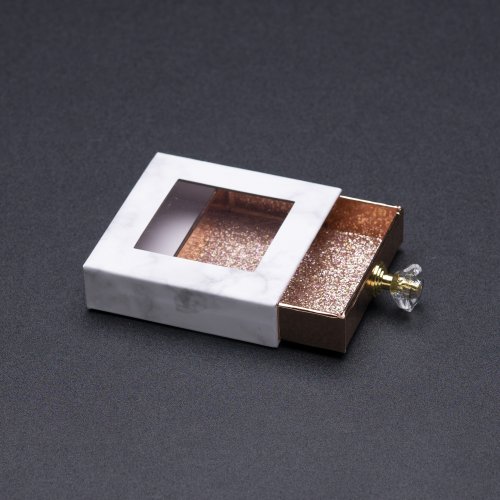 Transparent PVC lash tray rectangle lash box Empty luxury crystal silide drawer eyelash packaging box with glitter card