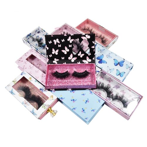 Glitter eyelash packaging box 5D 25mm mink lashes 6D false eyelashes