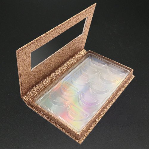 Wholesale Empty Round Eyelashes Packaging Box Acrylic Circle Eyelash Packaging Case With Mirror