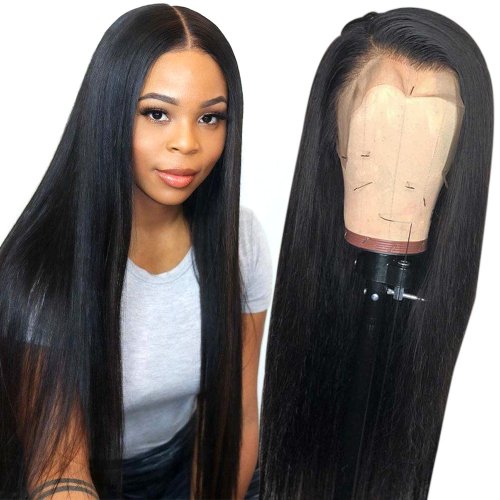 Raw virgin cuticle aligned brazilian frontal human hair transparent custom lace front wig with baby hair for black women