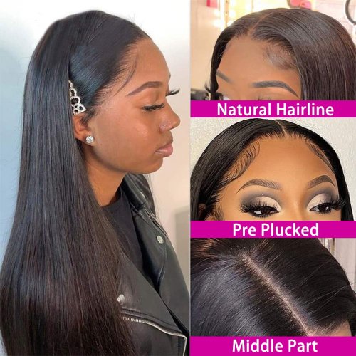 Brazilian Virgin Cuticle Aligned Natural Hair Transparent Swiss Lace Front Human Hair wigs for Black Women